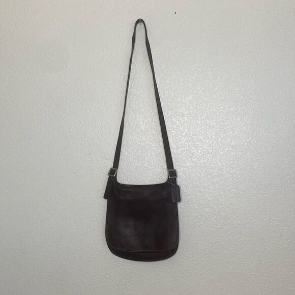 COACH Women’s Vintage Dark Brown Soft Thick Leather Slim Crossbody Bag - Picture 1 of 11